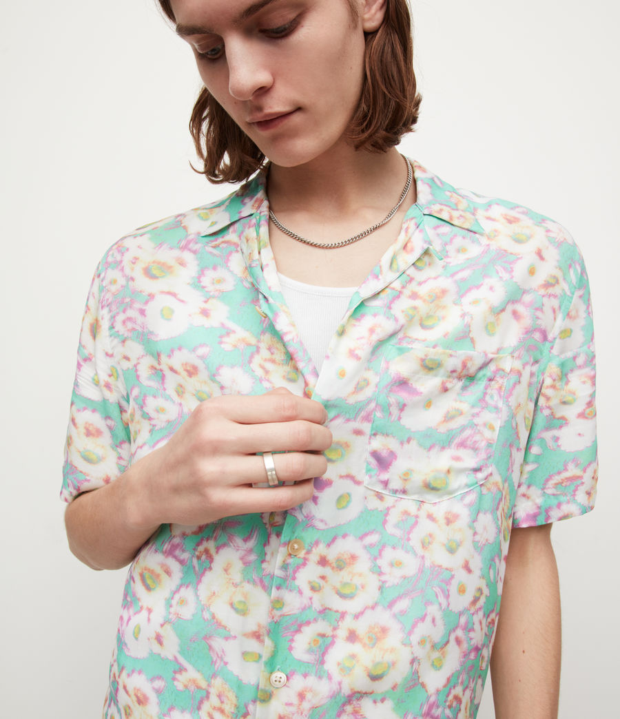 Mens Florax Floral Print Shirt (match_green) - Image 2