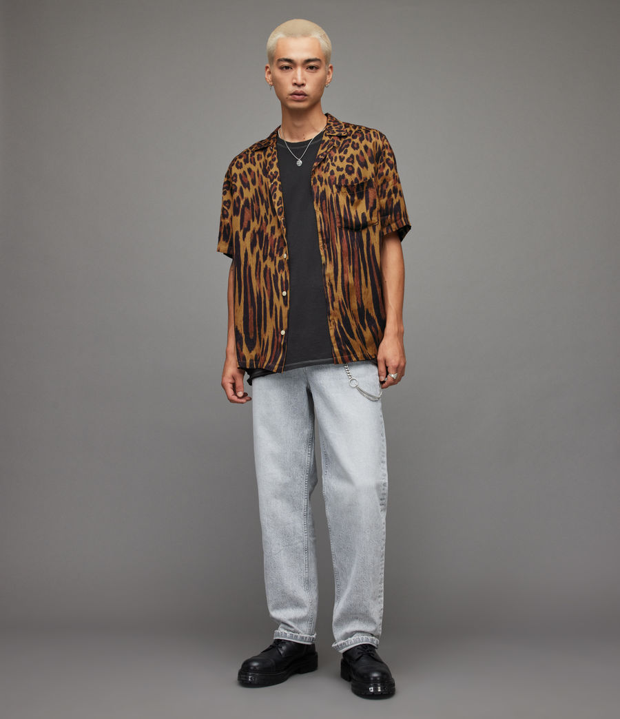 Men's Distortion Leopard Print Shirt (goldtone_yellow) - Image 3