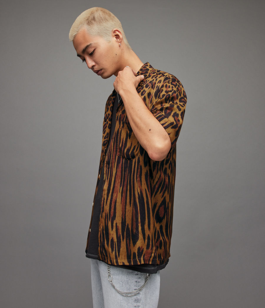 Men's Distortion Leopard Print Shirt (goldtone_yellow) - Image 4