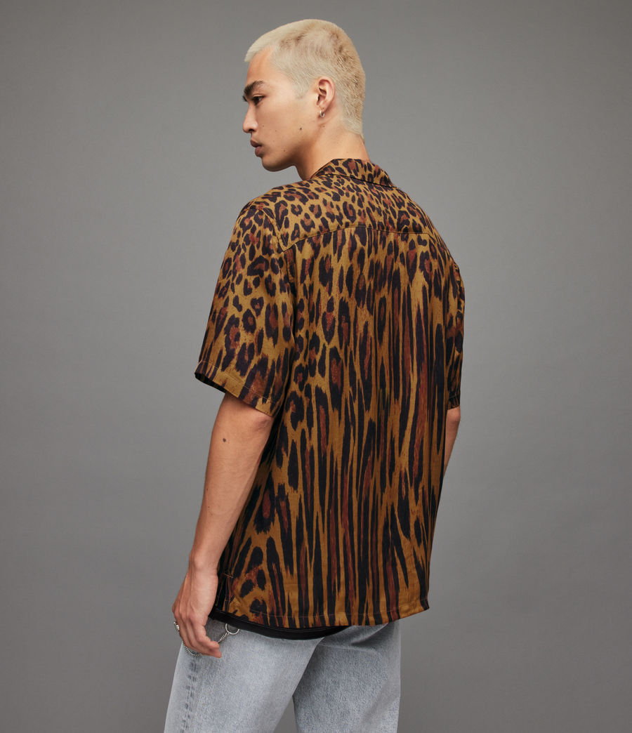 Herren Distortion Leopard Print Shirt (goldtone_yellow) - Image 5