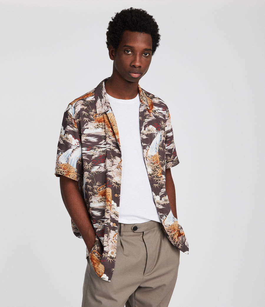 ALLSAINTS US: Mens Sumatra Hawaiian Shirt (coal_grey)