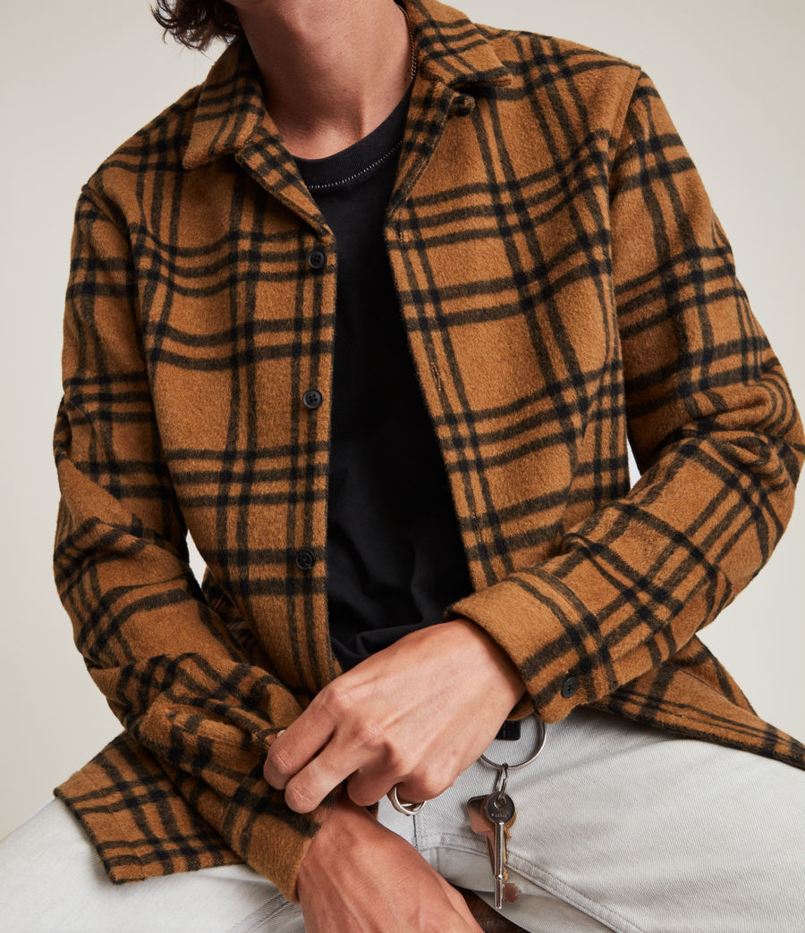 Men's Zenith Wool Blend Check Overshirt (mocha_brown) - Image 2