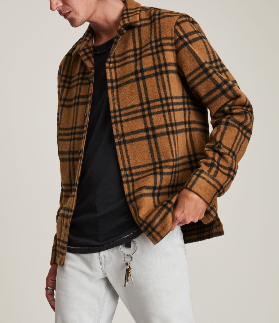 Men's Zenith Wool Blend Check Overshirt (mocha_brown) - Image 4