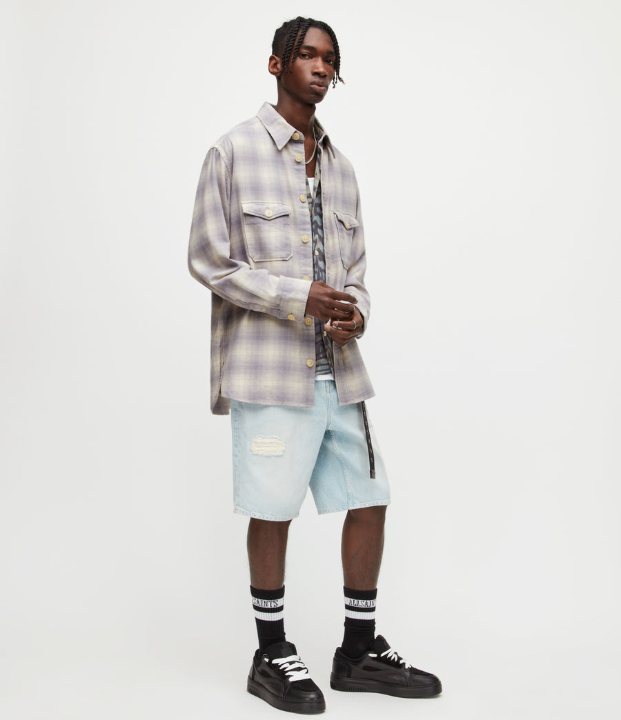 Men's Shasta Check Overshirt (bleached_lilac) - Image 3