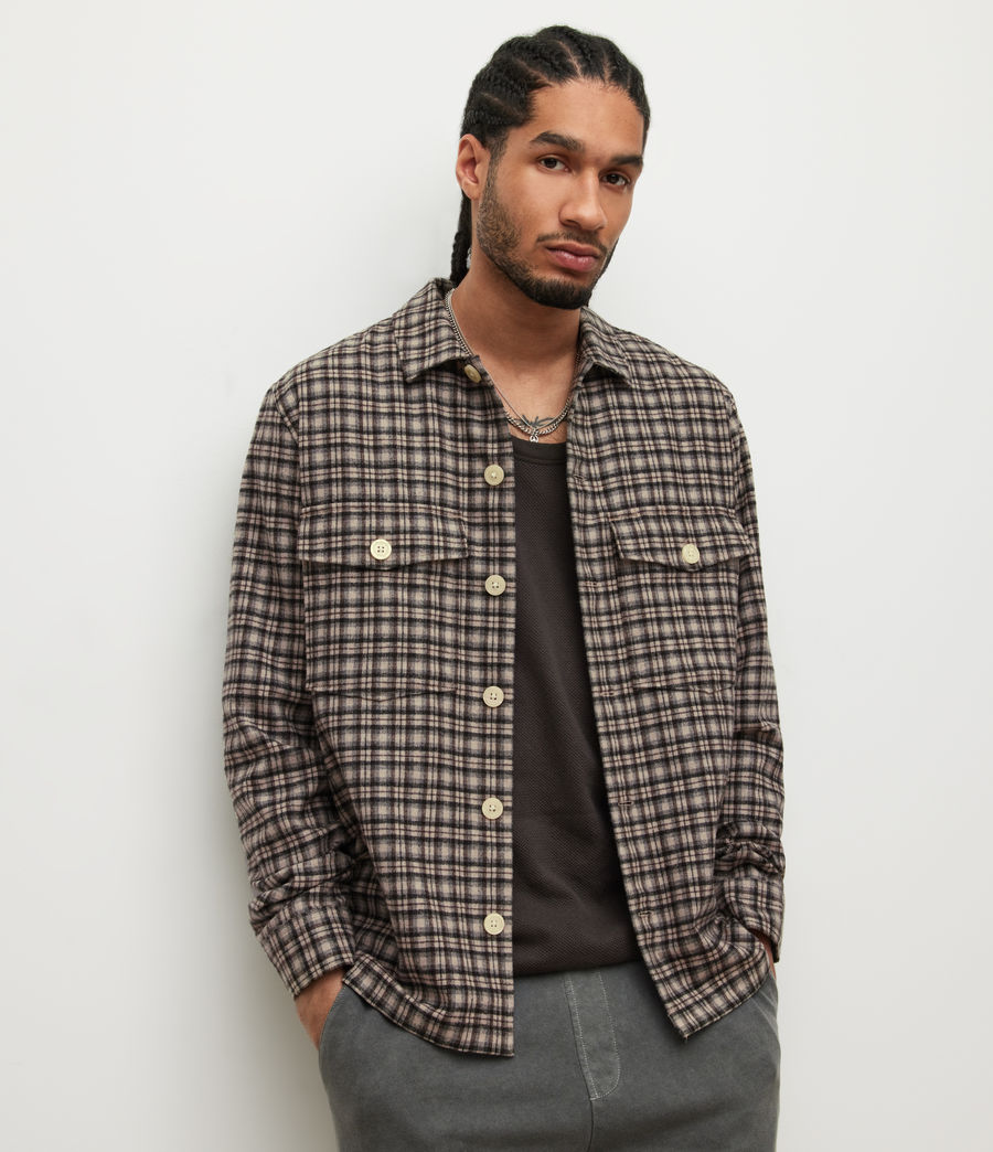 Men's Burbank Checked Military Shirt (dusted_sand_taupe) - Image 1