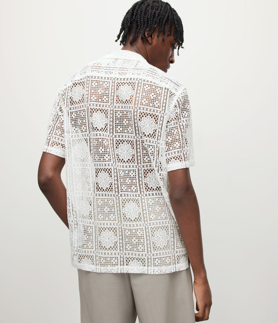 Mens Llonga Crochet Lace Floral Shirt (cala_white) - Image 8