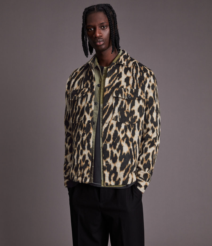 Men's Deloria Wool Blend Leopard Overshirt (hemlock_taupe) - Image 1