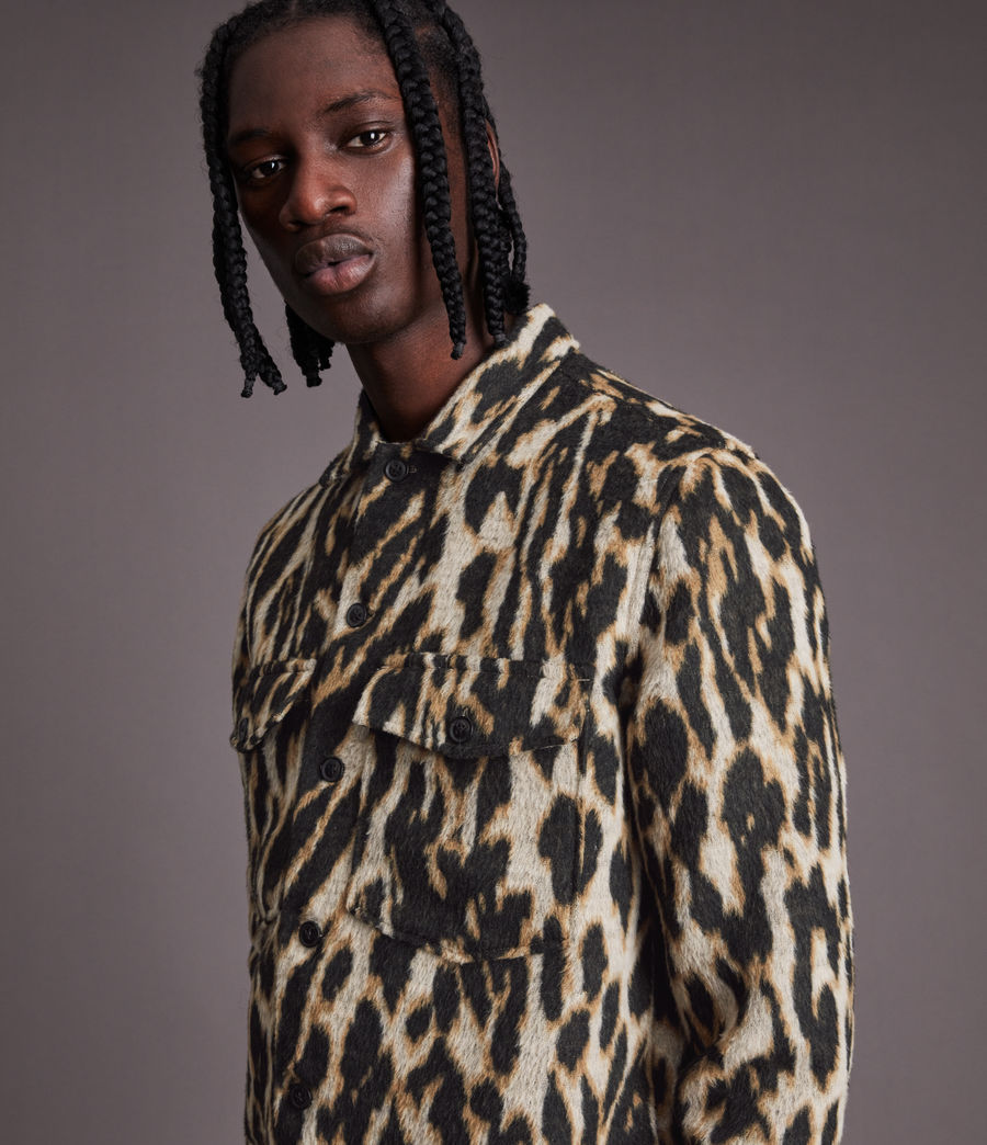 Men's Deloria Wool Blend Leopard Overshirt (hemlock_taupe) - Image 2