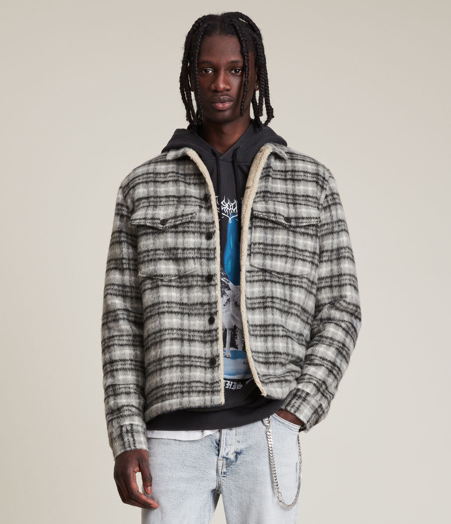 Mens Anvik Sherpa-Lined Wool Blend Check Jacket (light_grey) - Image 3