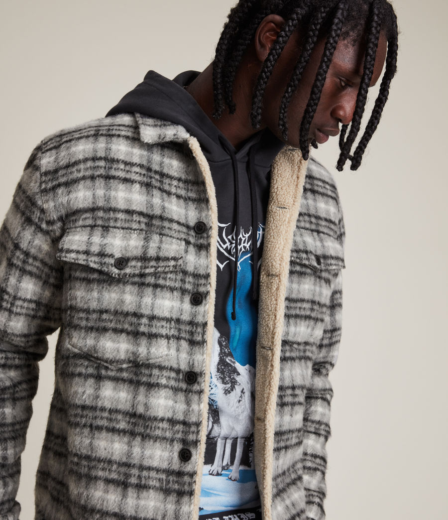 Mens Anvik Sherpa-Lined Wool Blend Check Jacket (light_grey) - Image 4