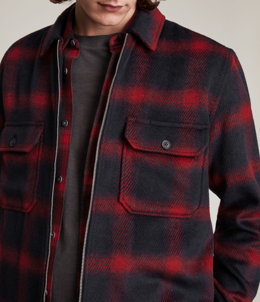 Mens Juneau Wool Blend Check Jacket (black_red) - Image 6