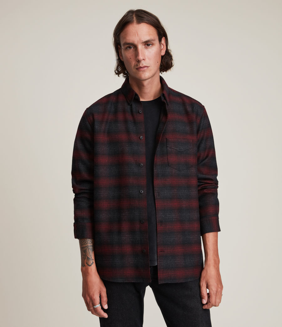 Mens Newhalen Wool Blend Check Overshirt (black_red) - Image 1