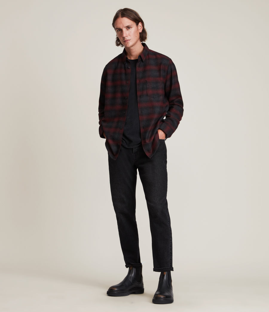 Mens Newhalen Wool Blend Check Overshirt (black_red) - Image 3