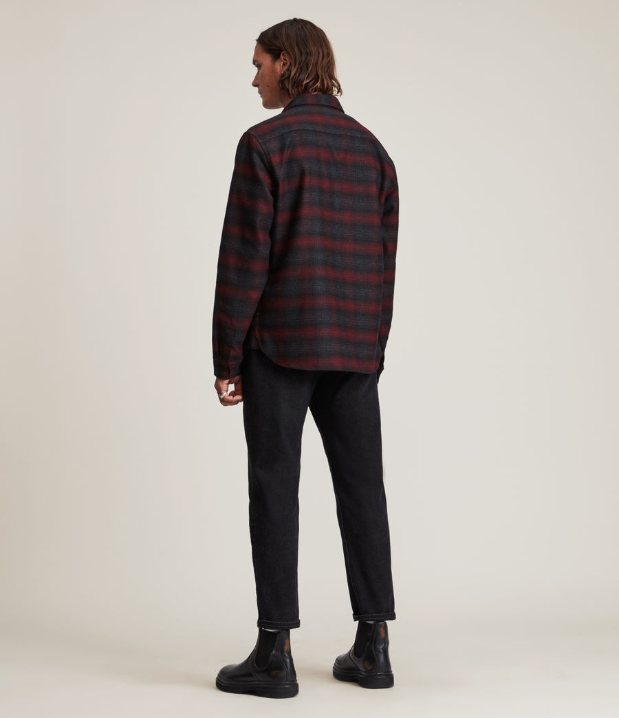 Mens Newhalen Wool Blend Check Overshirt (black_red) - Image 4