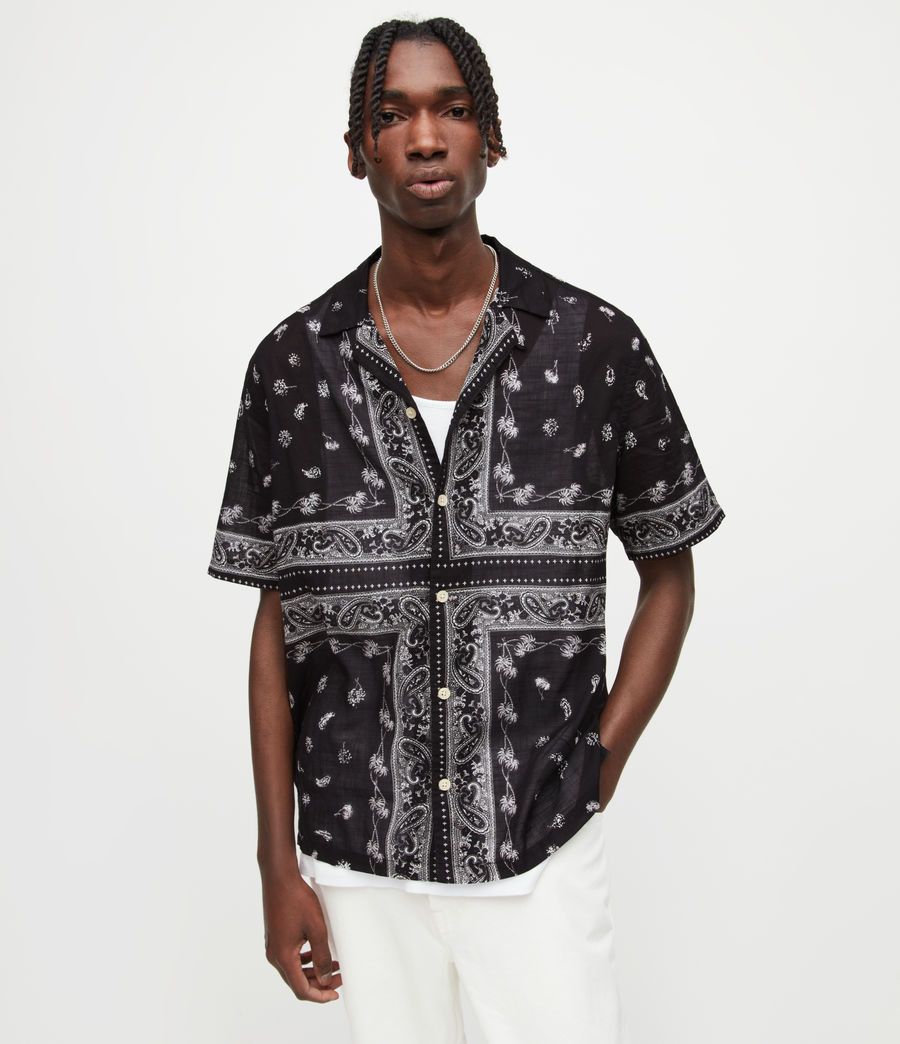 Men's Pima Bandana Print Shirt (jet_black) - Image 1