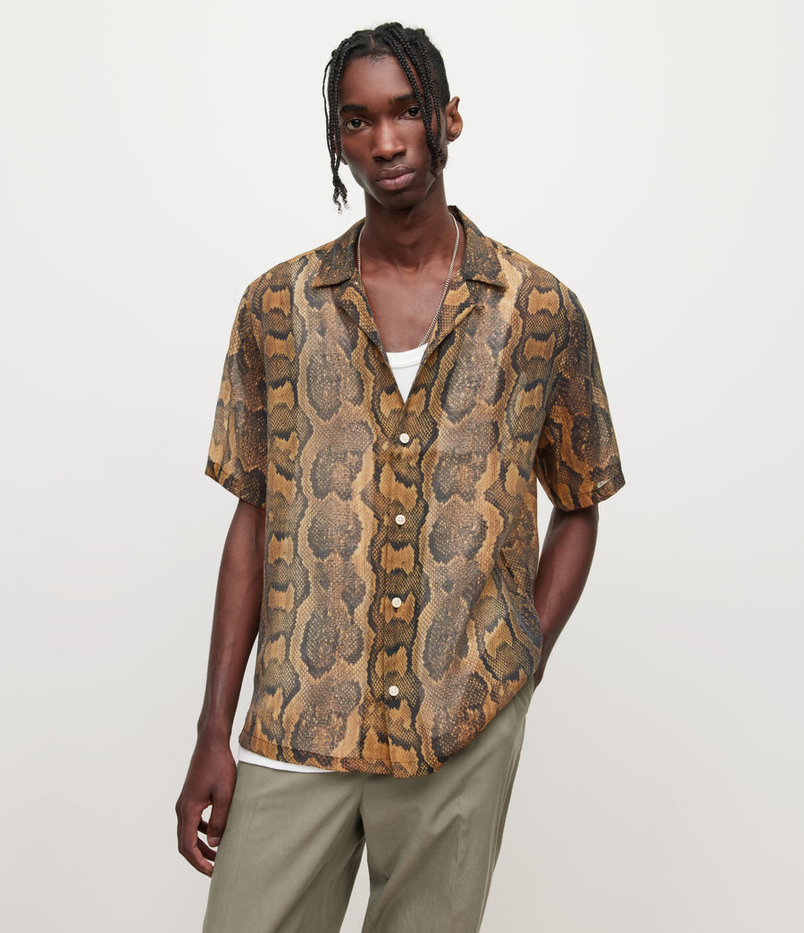Men's Daudin Snake Print Shirt (havana_brown) - Image 1