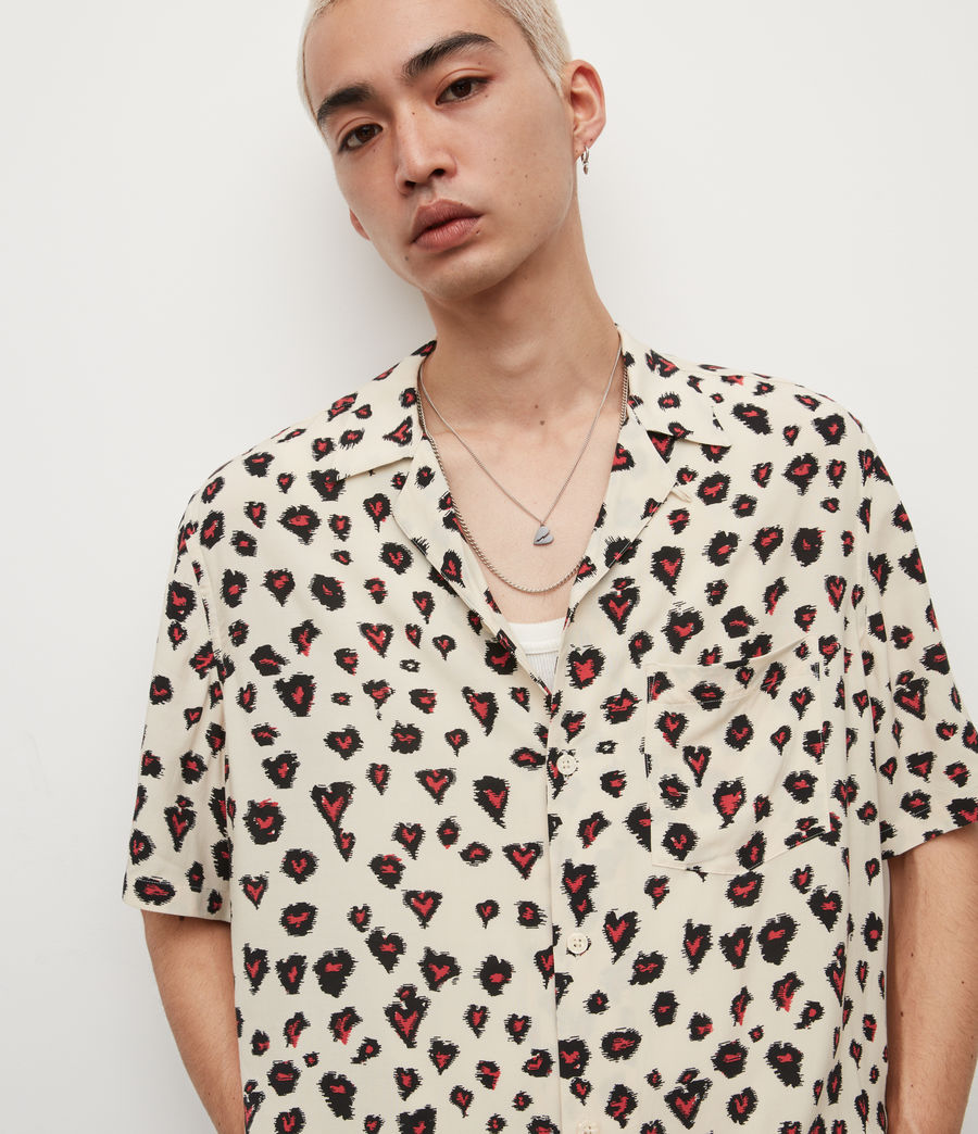 Mens Romansu Heart Leopard Shirt (ecru) - Image 1