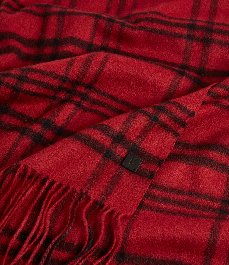 Men's Ash Wool Blanket Scarf (red) - Image 3