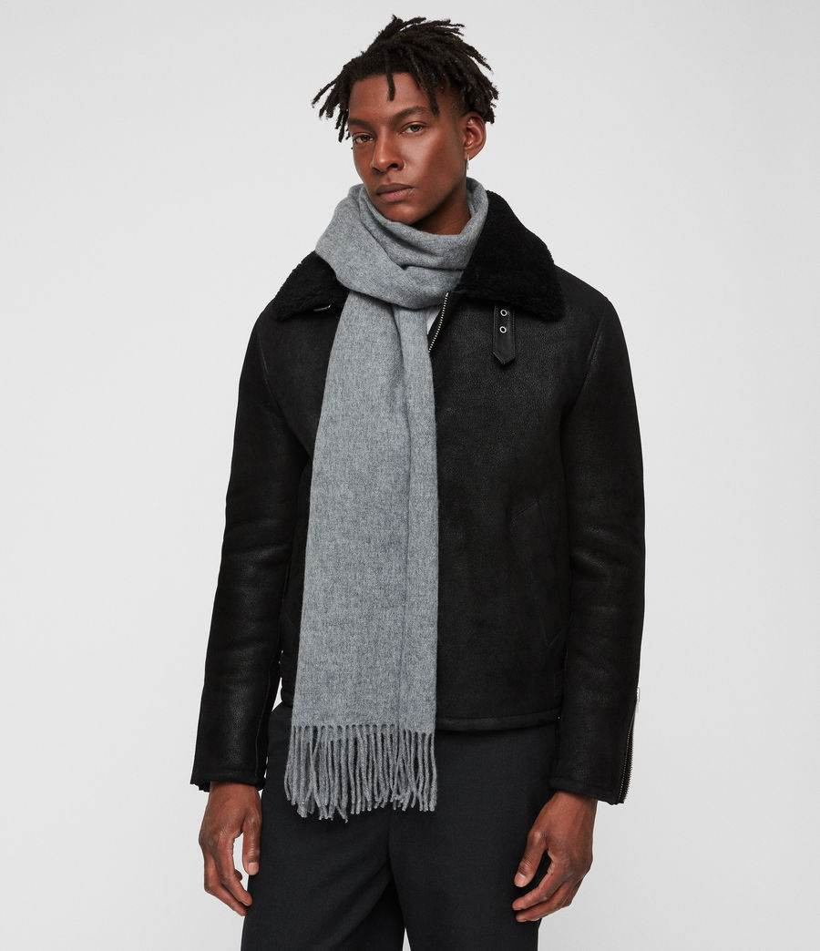 ALLSAINTS UK: Mens Heavy Wool Blanket Scarf (black)