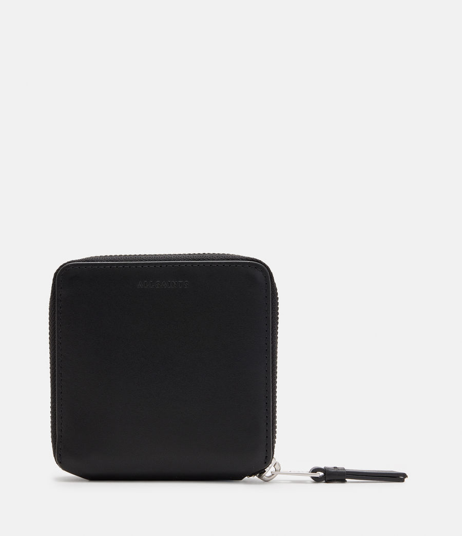 Mens Zip Round Leather Wallet (black) - Image 6