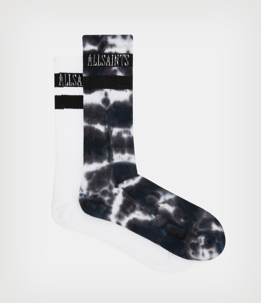 Men's Tie Dye Stripe Sport Socks 2 Pack (white_black) - Image 1