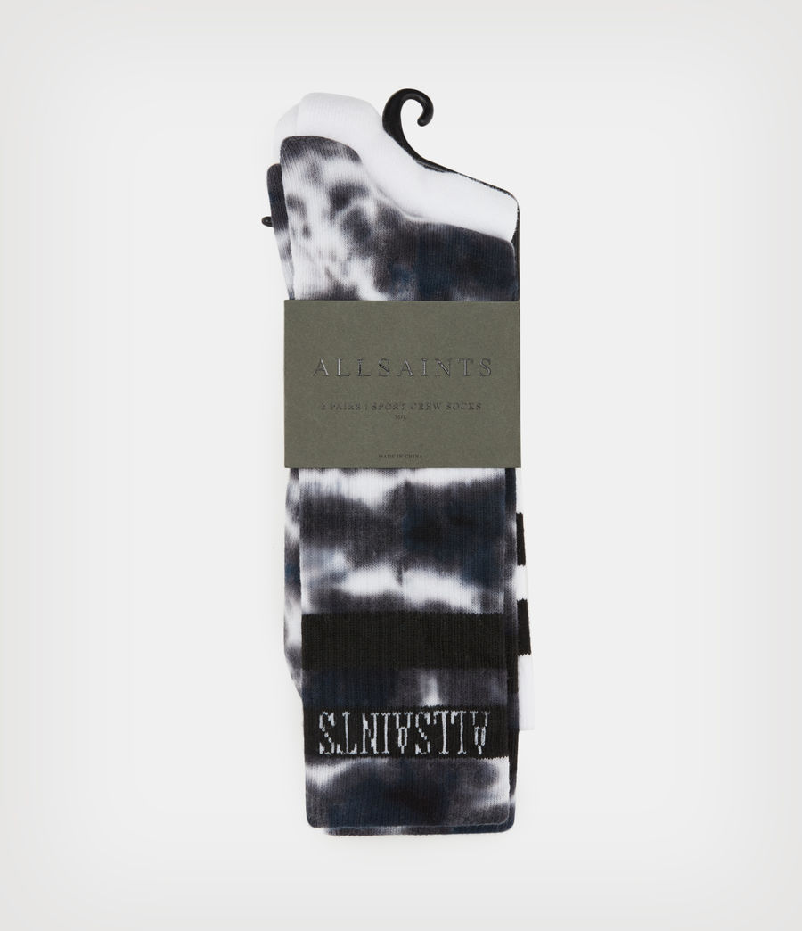 Mens Tie Dye Stripe Sport Socks 2 Pack (white_black) - Image 4