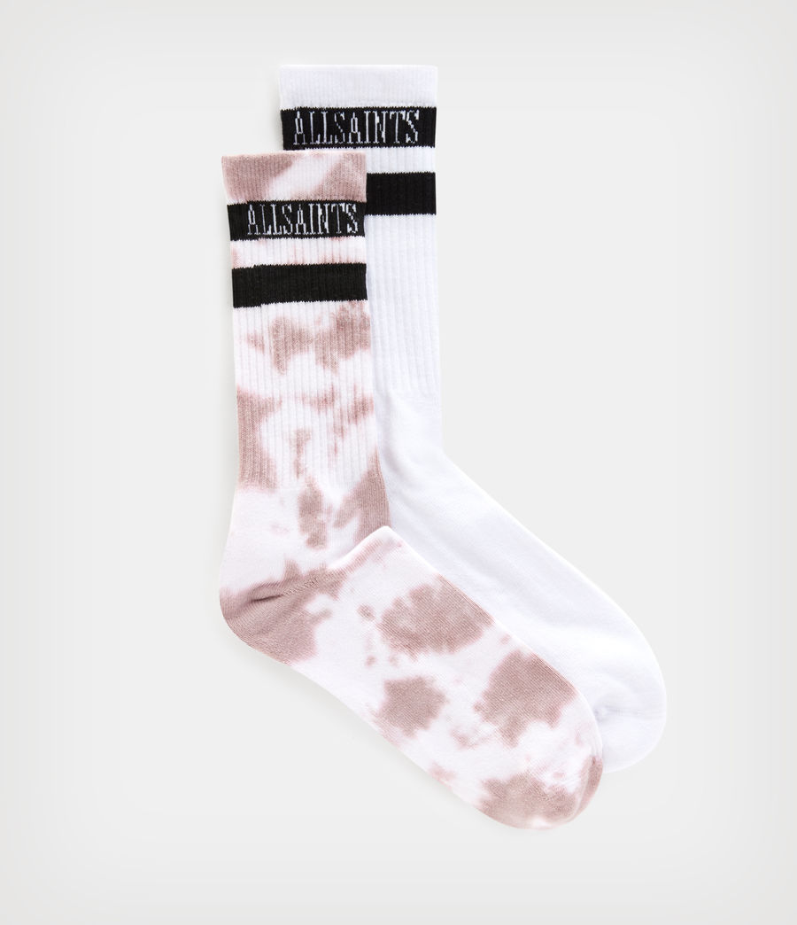 Mens Tie Dye Stripe Sport Socks 2 Pack (white_bitter_pink) - Image 1
