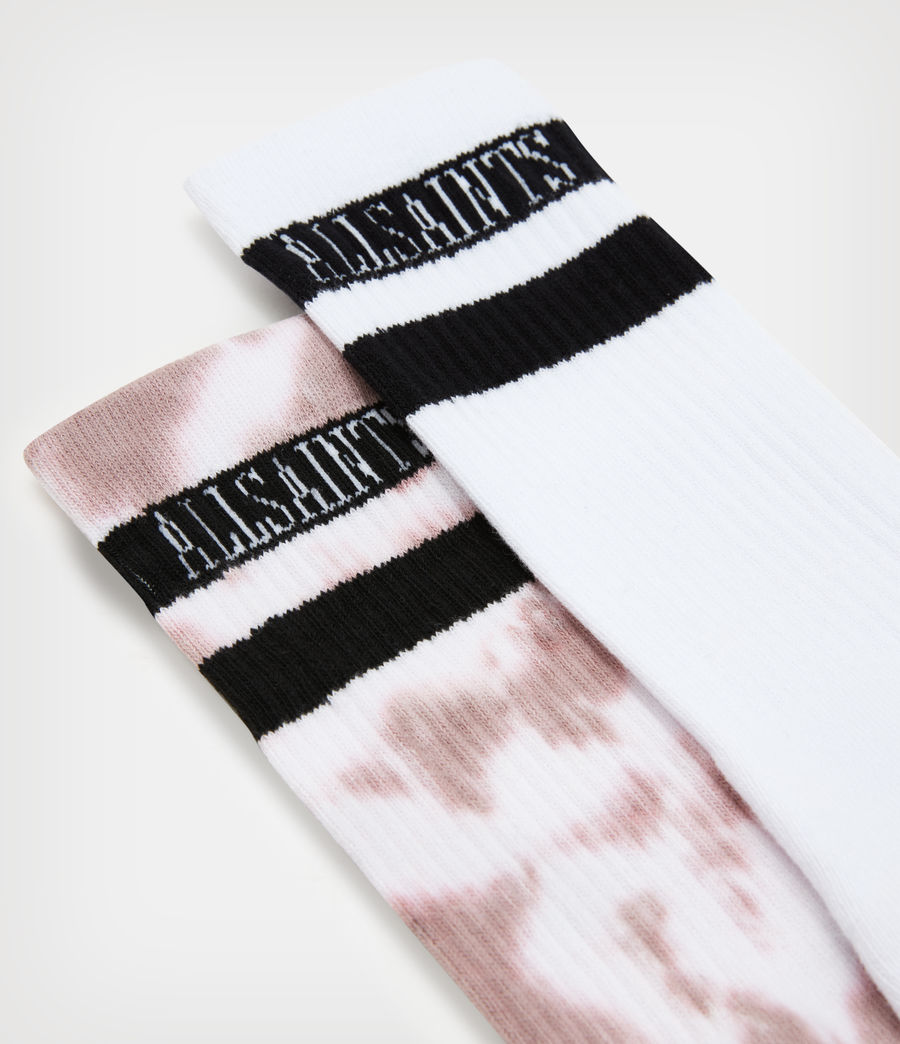 Mens Tie Dye Stripe Sport Socks 2 Pack (white_bitter_pink) - Image 2