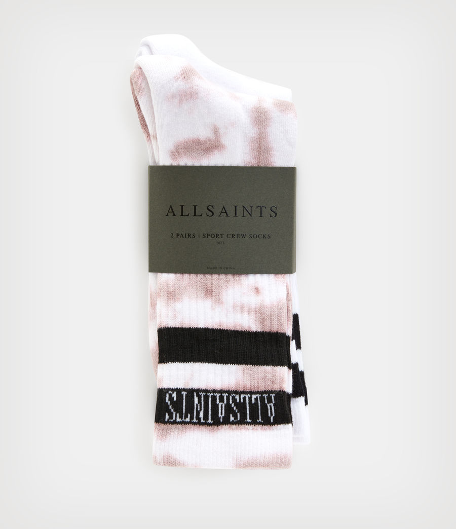 Mens Tie Dye Stripe Sport Socks 2 Pack (white_bitter_pink) - Image 3