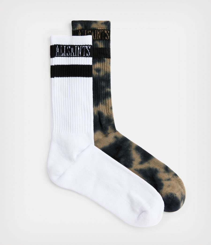 Mens Tie Dye Stripe Sports Socks 2 Pack (white_serpentine_g) - Image 1