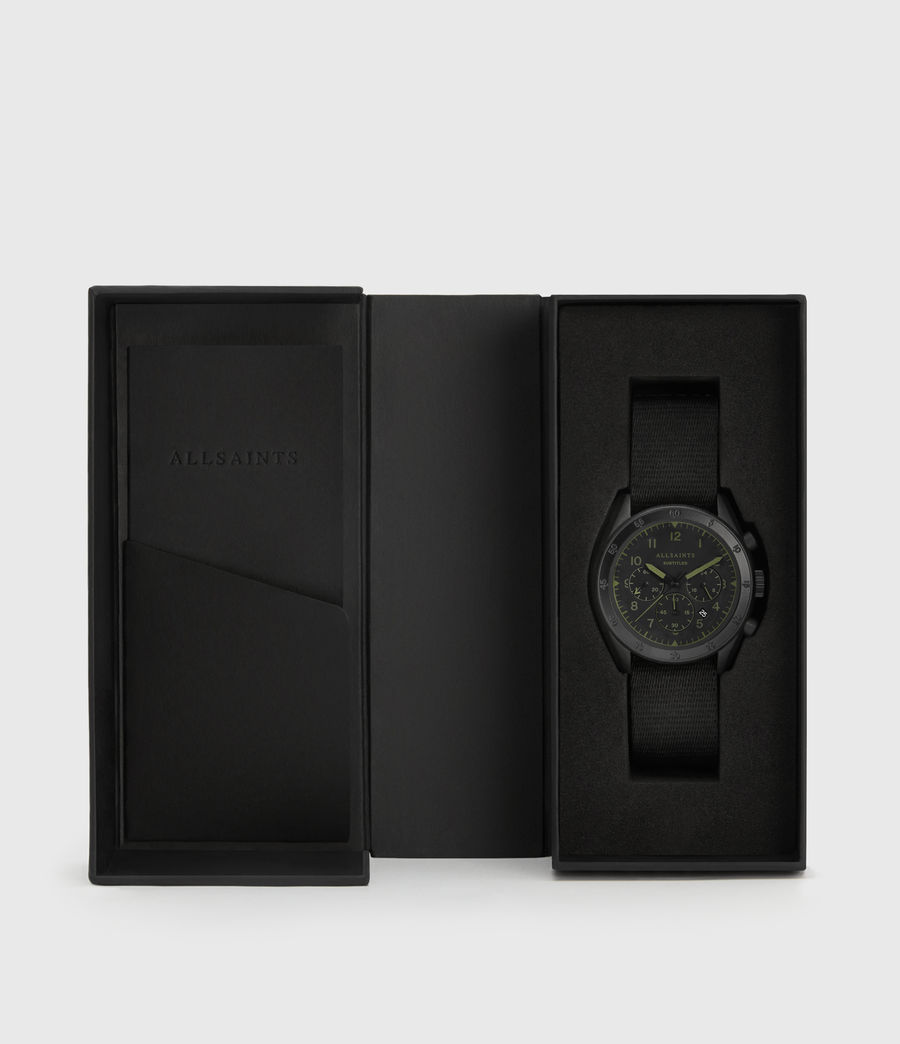 Mens Subtitled II Black Stainless Steel and Black Nylon Watch (black) - Image 5