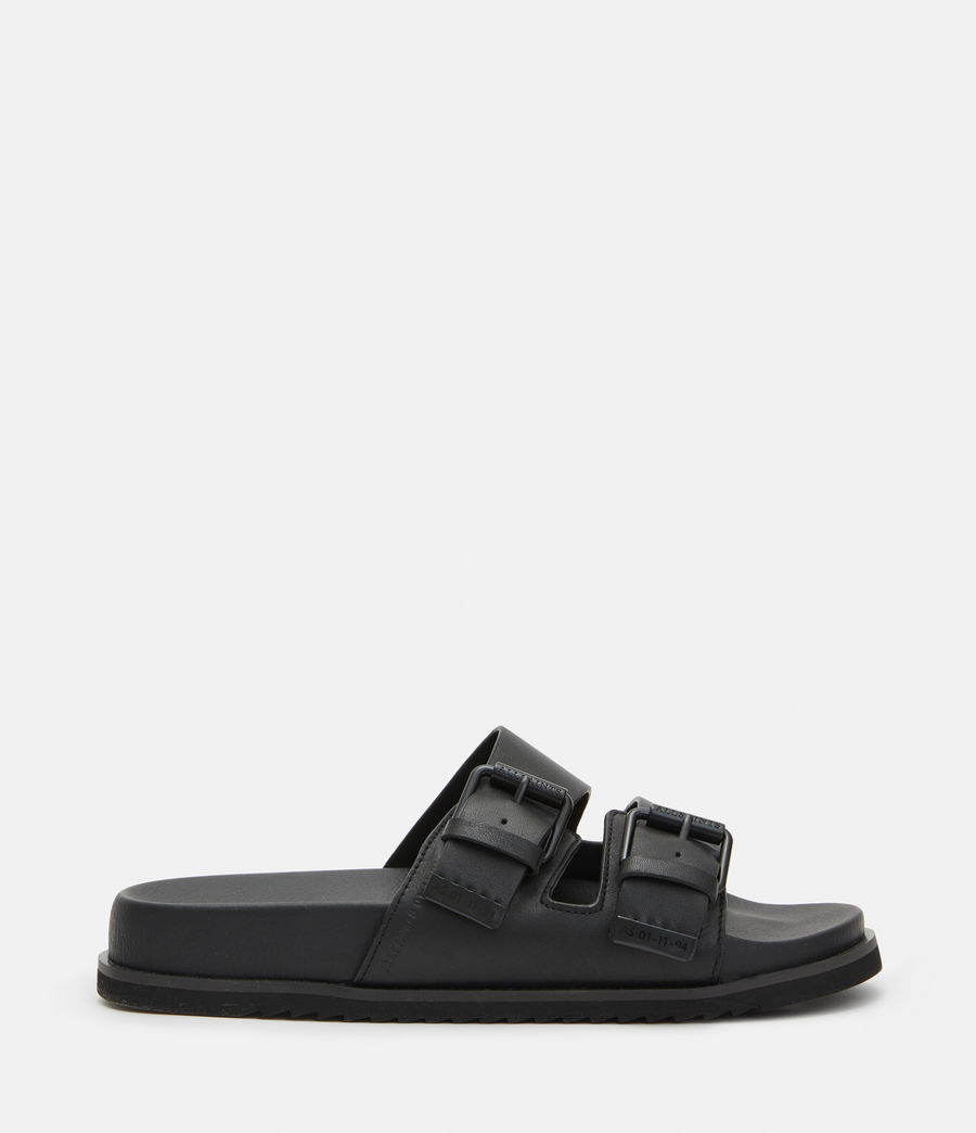 Mens Ash Leather Sandals (black) - Image 1