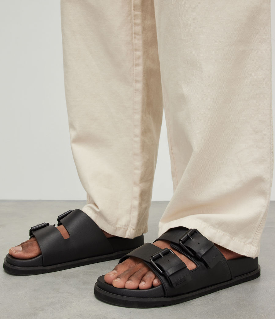 Mens Ash Leather Sandals (black) - Image 2