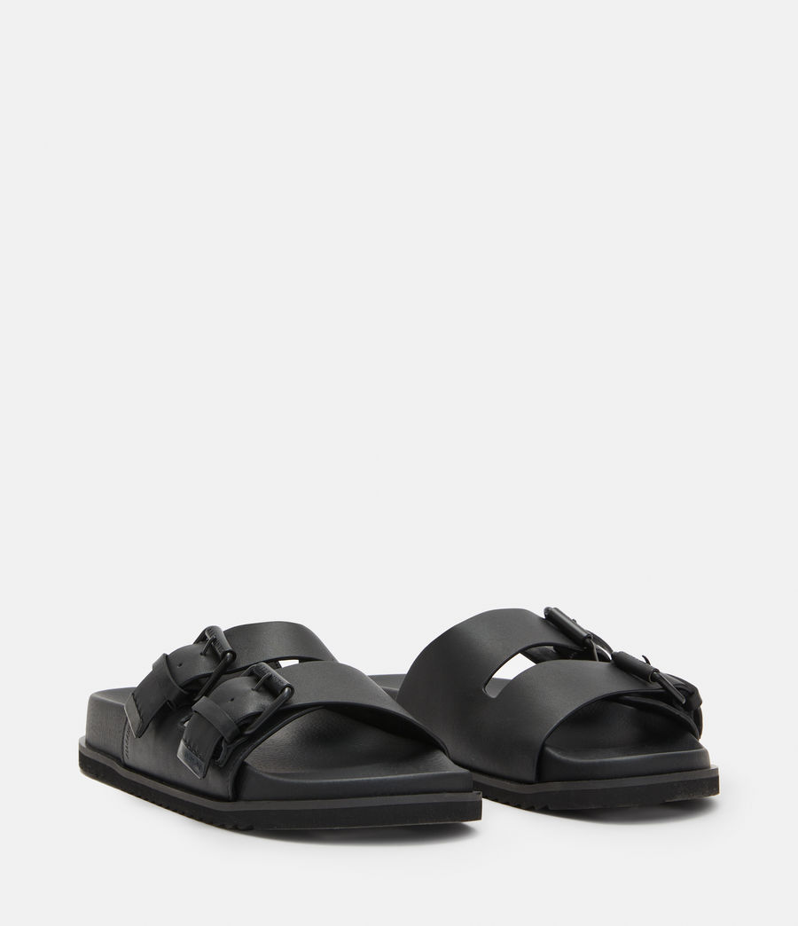 Mens Ash Leather Sandals (black) - Image 4