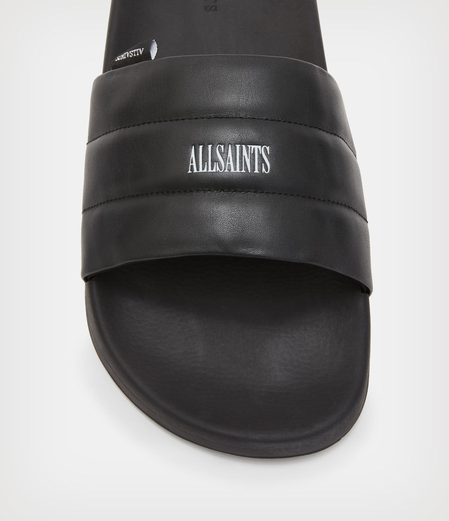 Men's Shell Leather Sliders (black) - Image 2