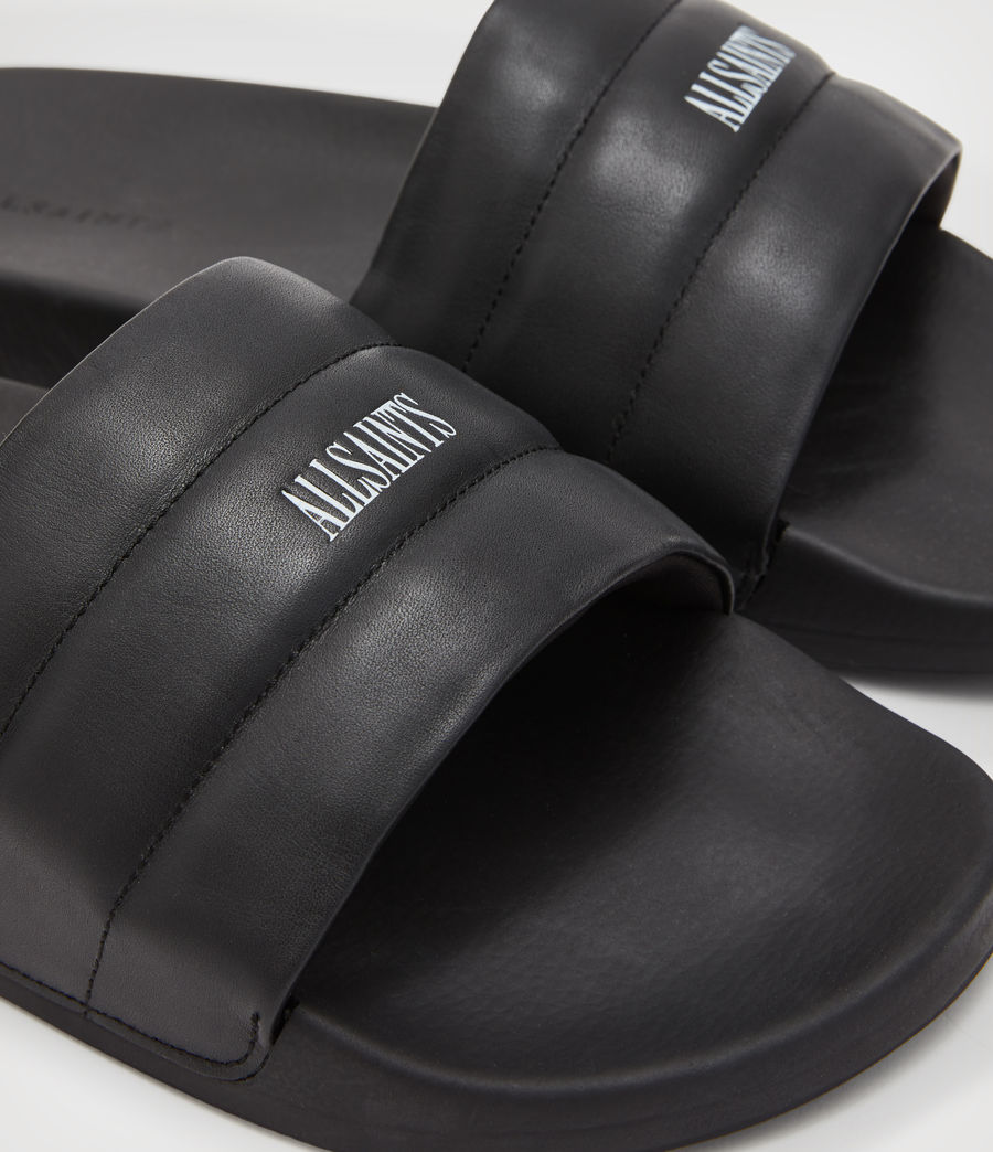 Men's Shell Leather Sliders (black) - Image 4
