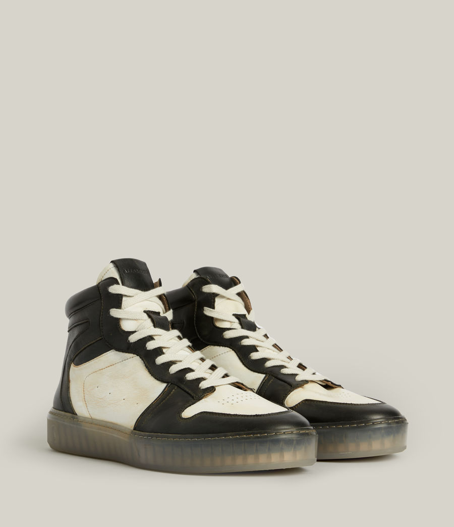 Men's Davian High Top Leather Trainers (black_white) - Image 3