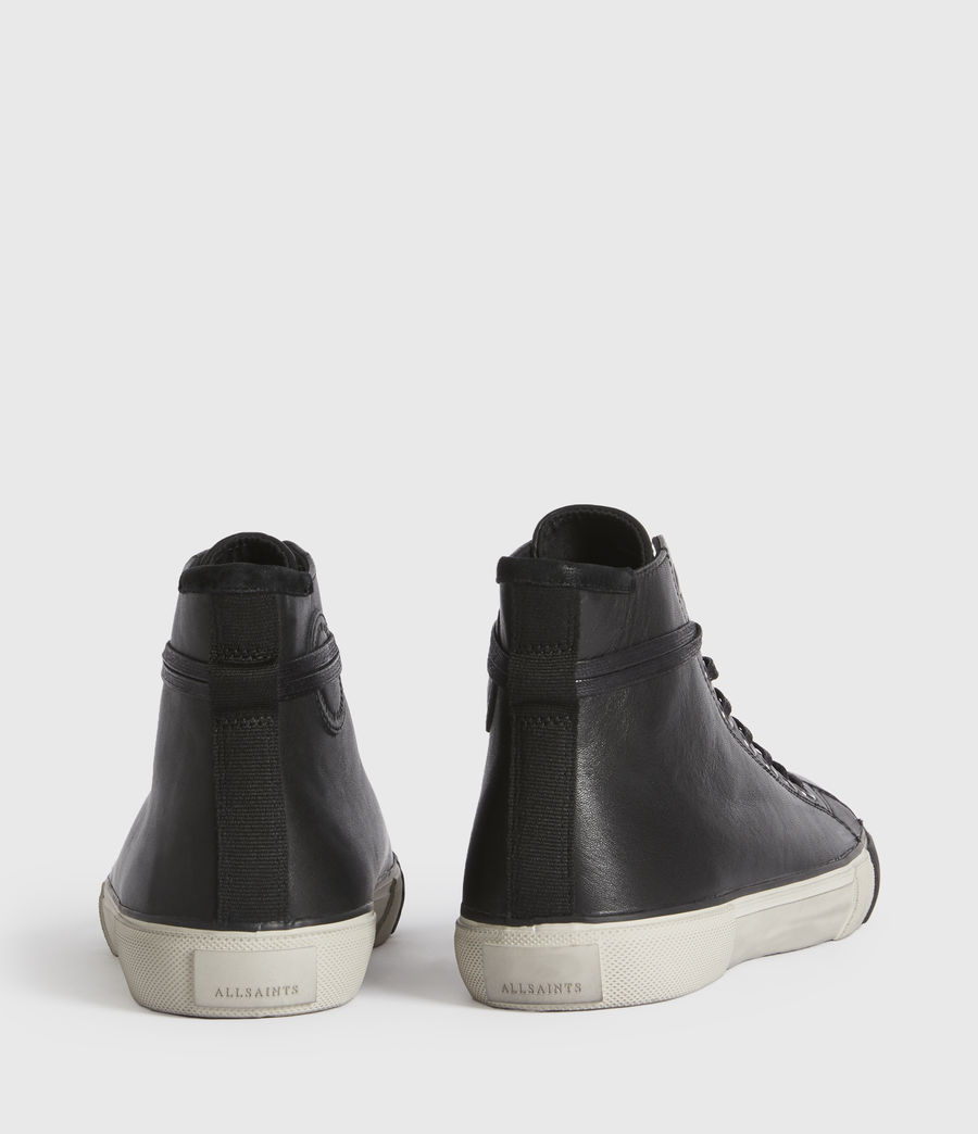 mens black leather high top trainers