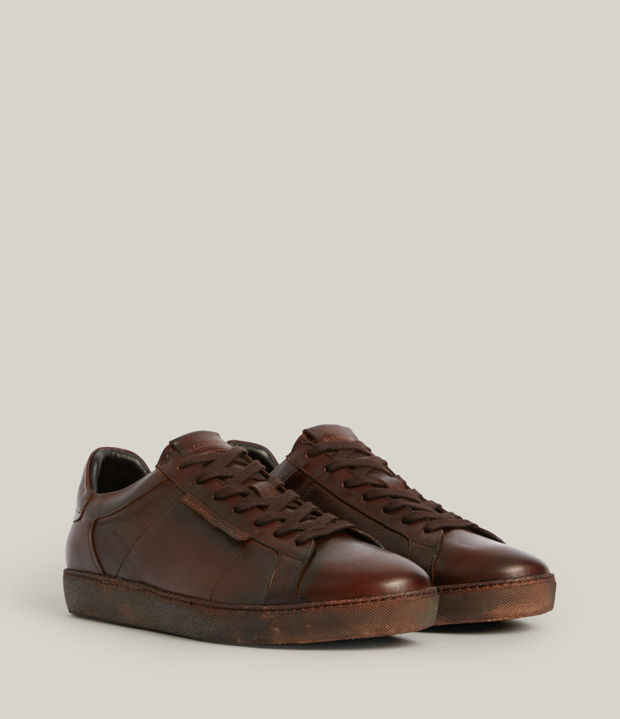Men's Sheer Low Top Leather Trainers (bitter_chocolate) - Image 3
