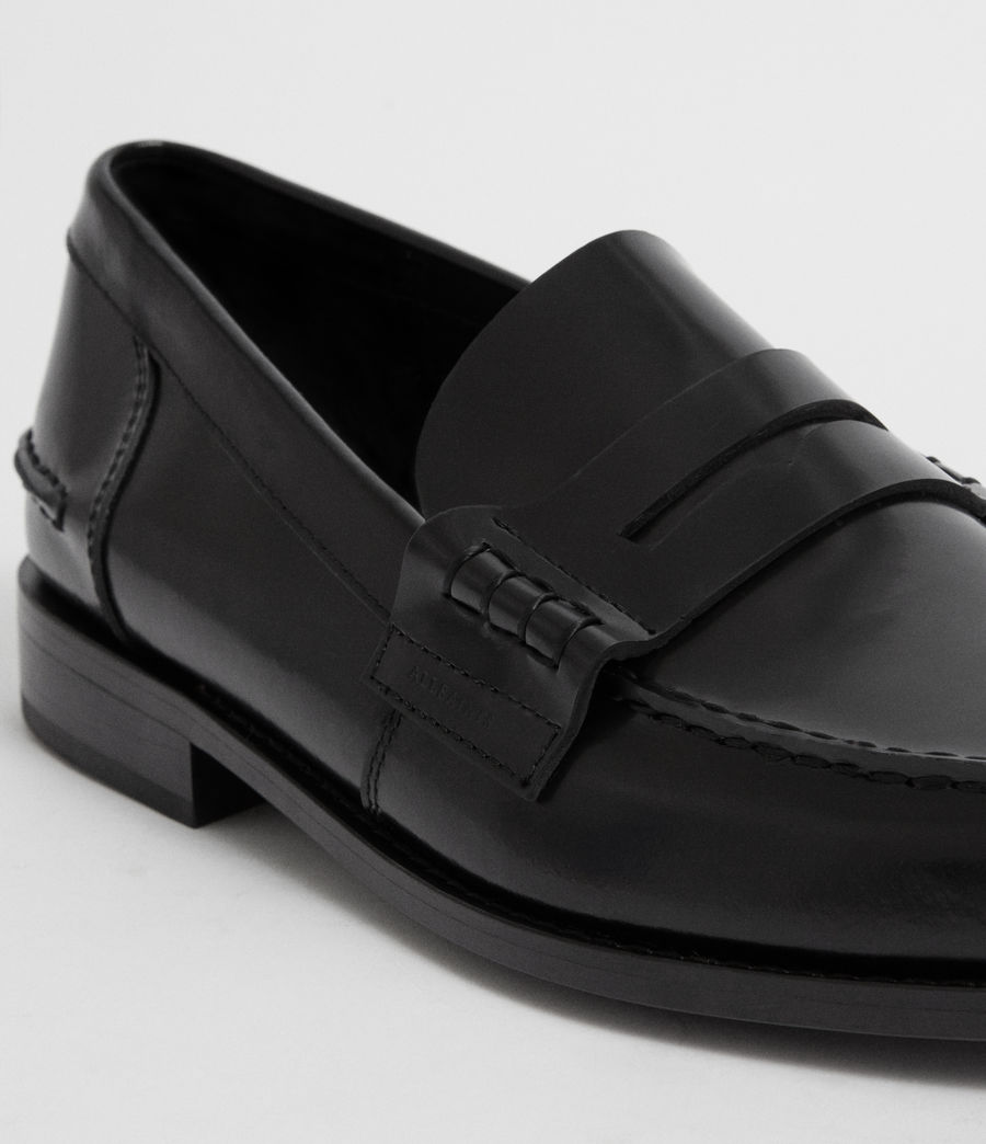 mens black leather loafers