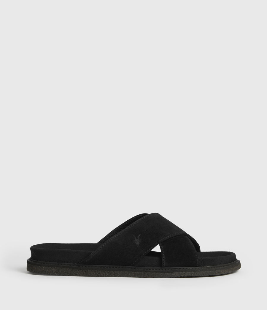 black suede slides