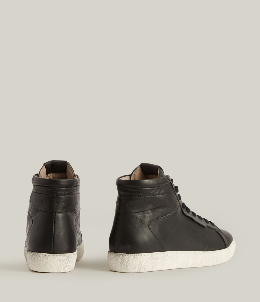 Mens Miles High Top Leather Sneakers (black) - Image 6