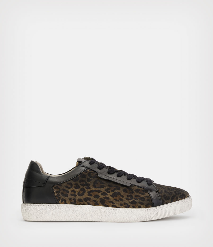 Mens Sheer Leather Low Top Sneakers (black_leopard) - Image 1