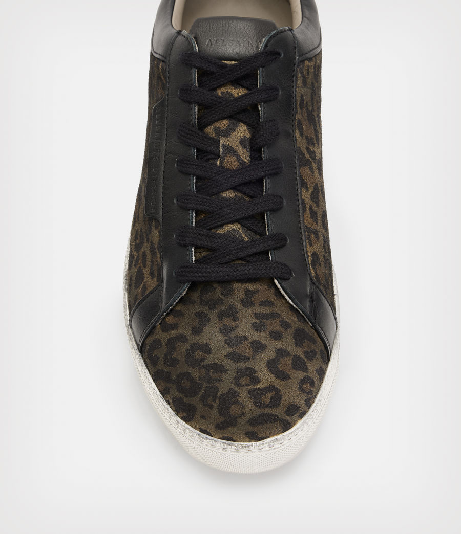 Mens Sheer Leather Low Top Sneakers (black_leopard) - Image 2