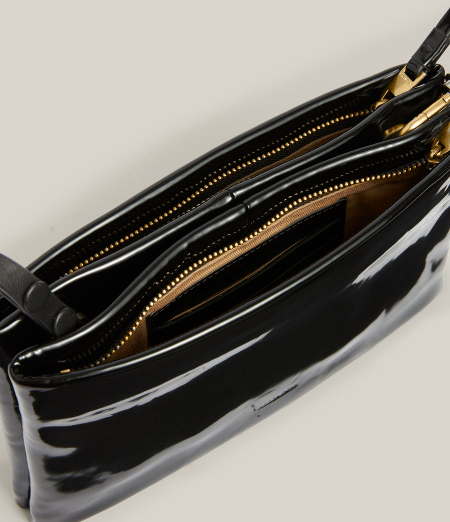 Womens Mila Leather Double Pouch Crossbody Bag (liquid_black) - Image 3