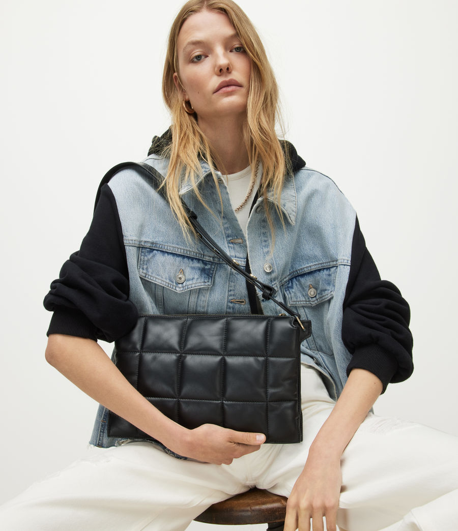Women's Sheringham Leather Quilted Shoulder Bag (black) - Image 1