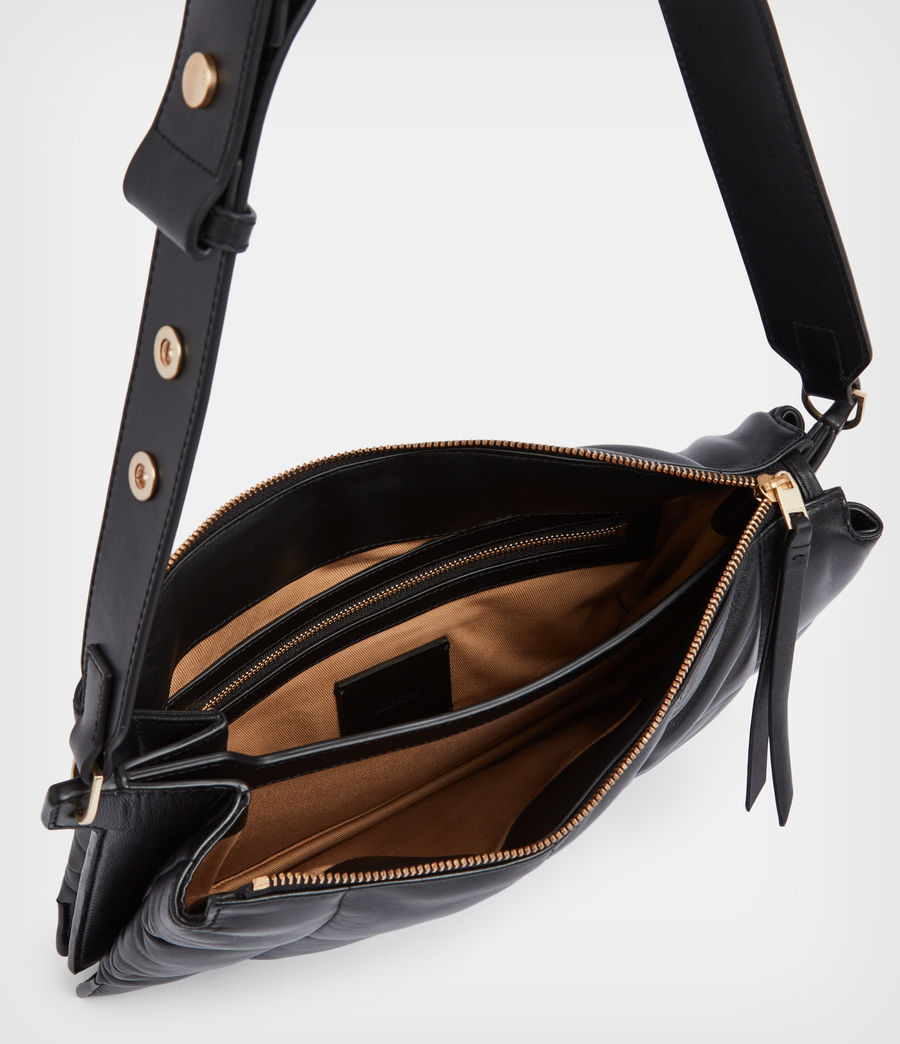 Womens Sheringham Leather Quilted Shoulder Bag (black) - Image 3