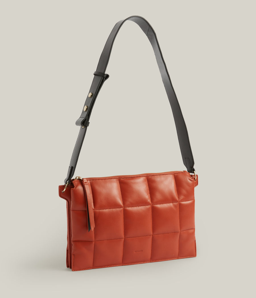 Women's Sheringham Leather Quilted Shoulder Bag (fieno_orange) - Image 4