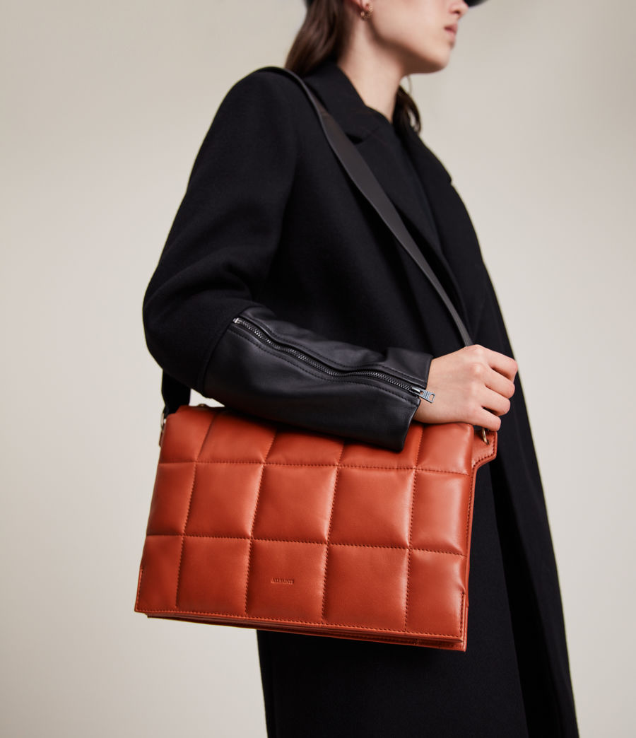 Women's Sheringham Leather Quilted Shoulder Bag (fieno_orange) - Image 5