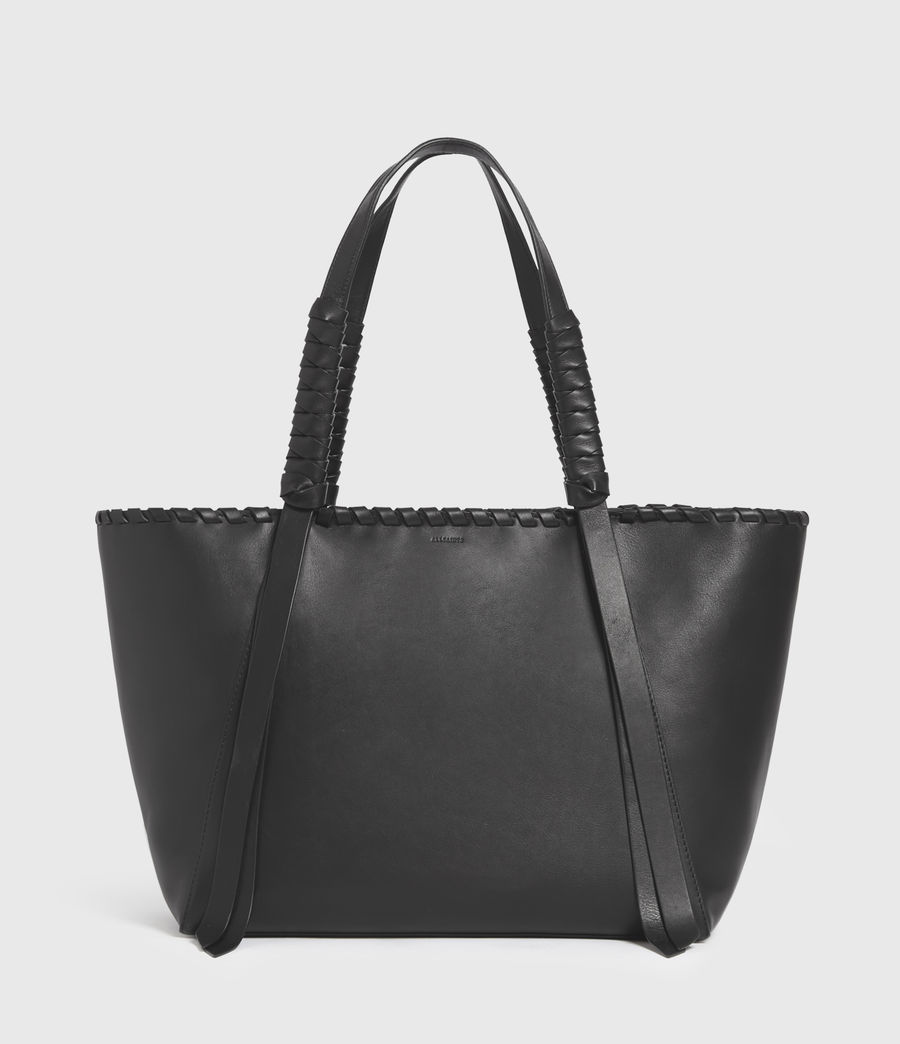 ALLSAINTS UK: Womens Holston Small East West Leather Tote Bag (black)